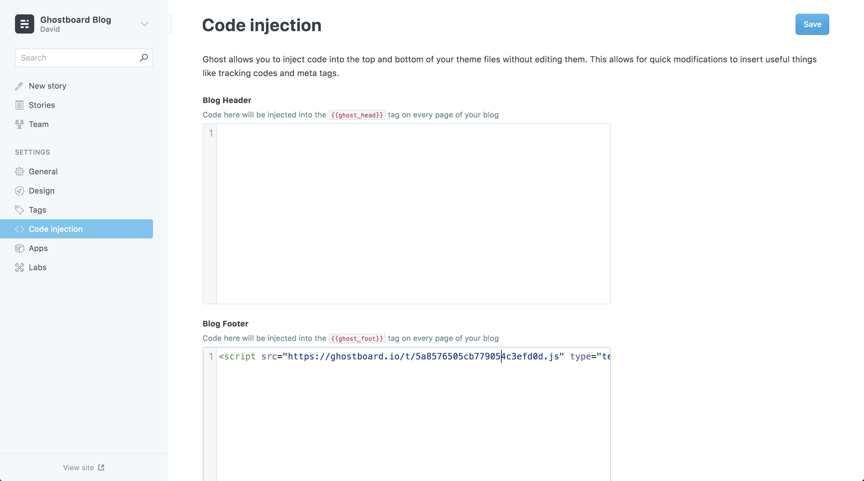 ghostboard-code-injection-screenshot