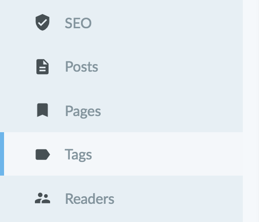 Ghostboard: Tags Report in menu for Ghost blogs