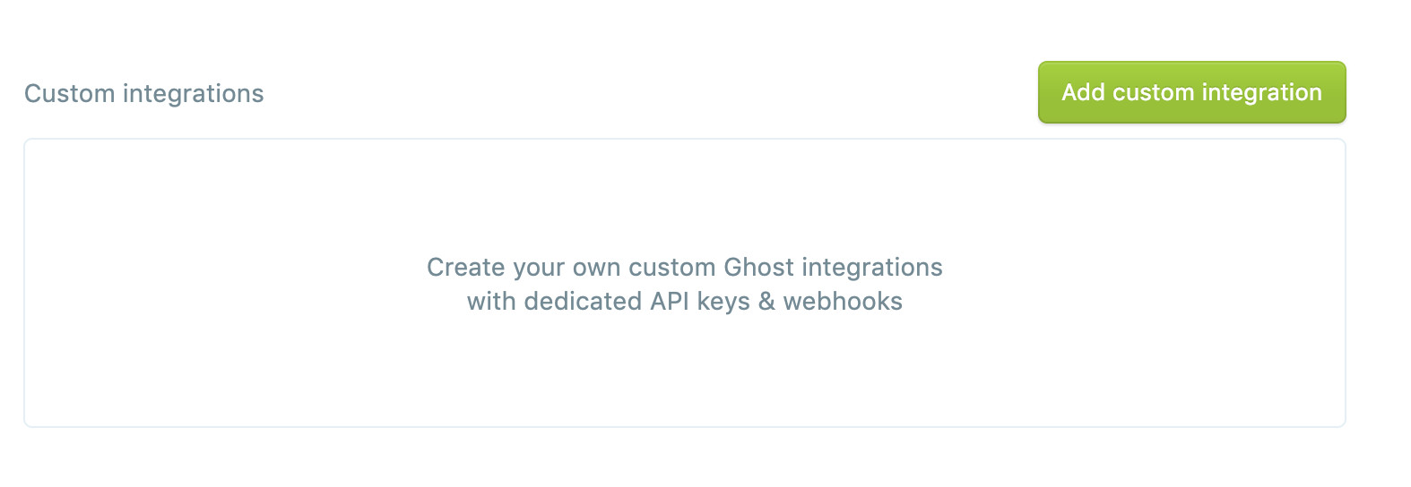 Ghost admin: Add custom integration